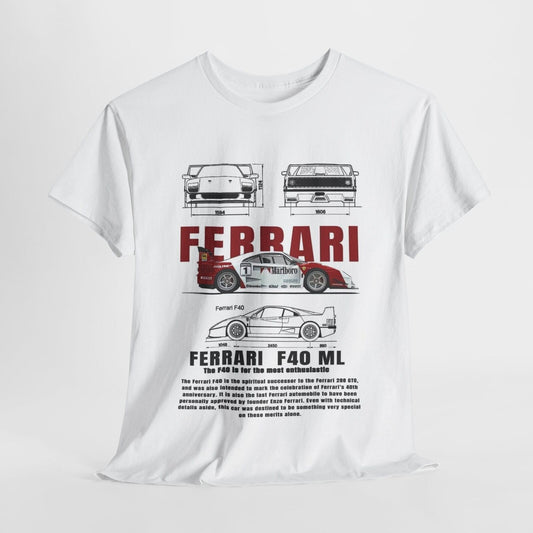 Ferrari F40 Design Unisex T-Shirt for Men & Women- Technical Apparel Tee