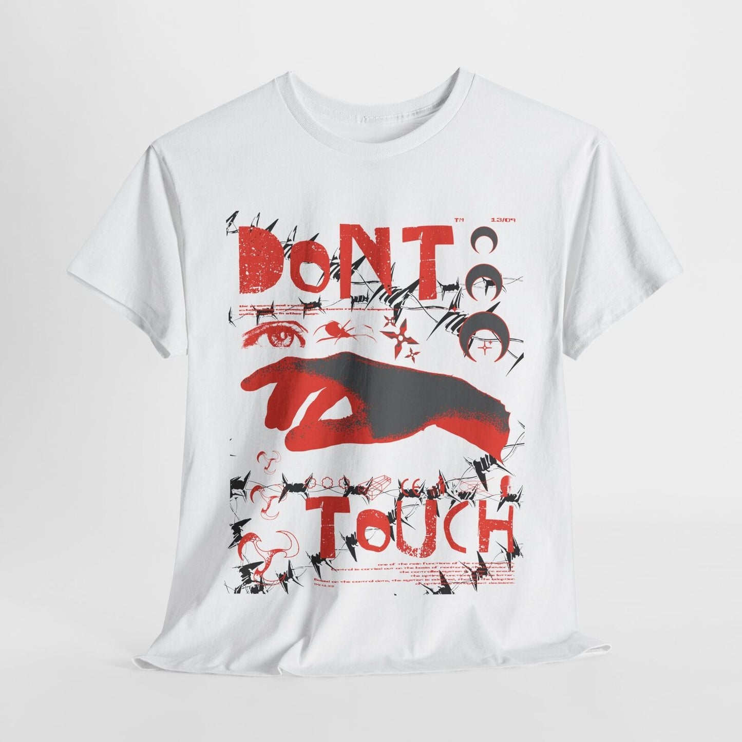 Men’s T-Shirt with Bold 'DON'T TOUCH' Graphic, Barbed Wire & Edgy Iconic Design