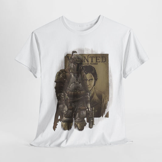 Steampunk Boba Fett T-Shirt: Vintage Wanted Poster Design for Star Wars Fans!