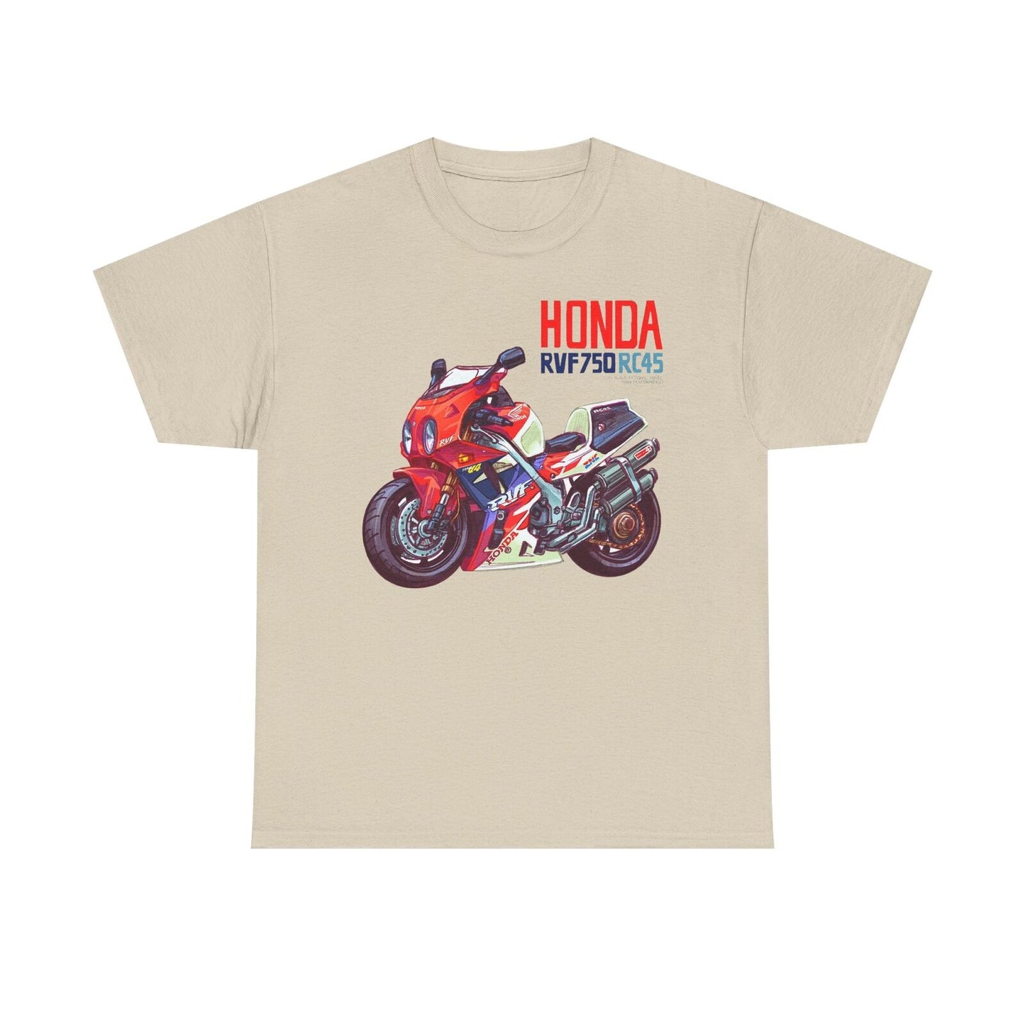 Vibrant Honda RVF750 RC45 T-Shirt: Hand-Drawn Motorcycle Art for Enthusiasts!