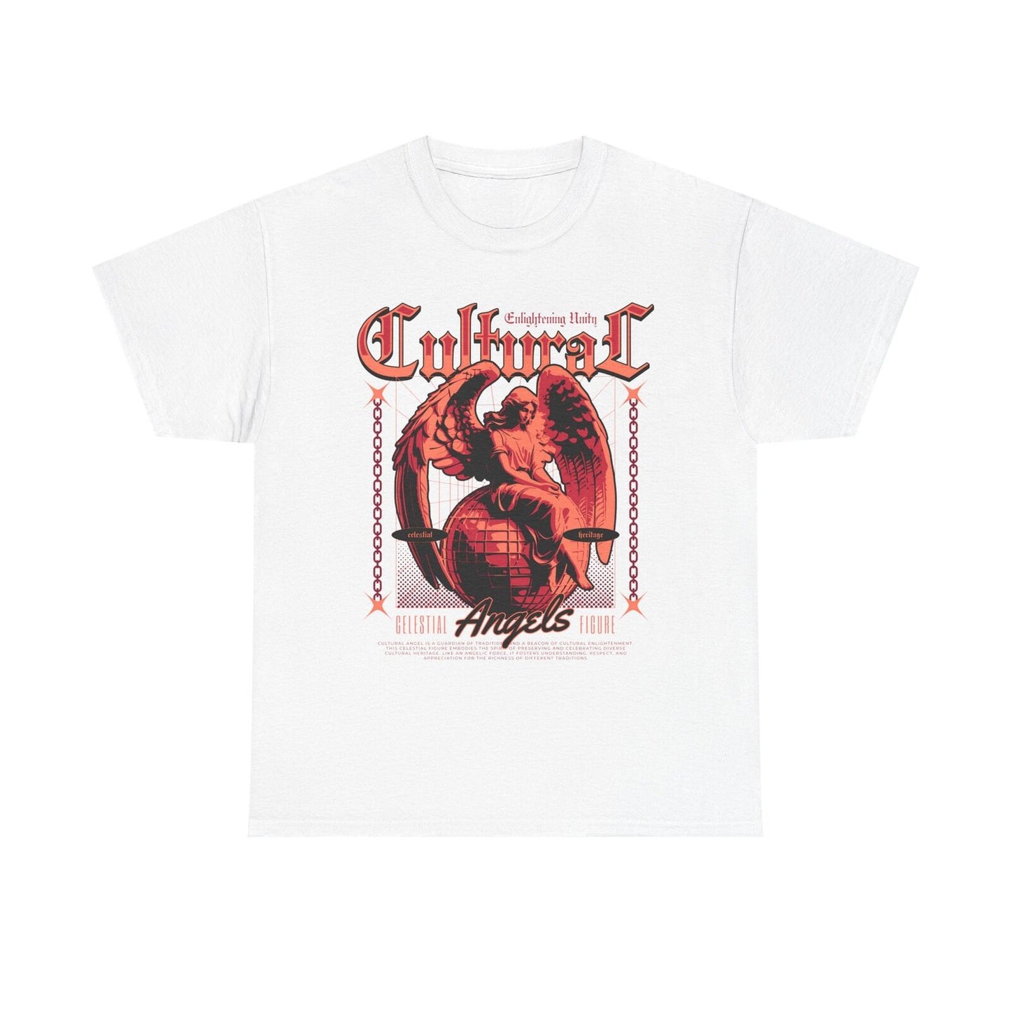 Men's Graphic T-Shirt Celestial Angel Design, Cultural Enlightenment & Unity Art