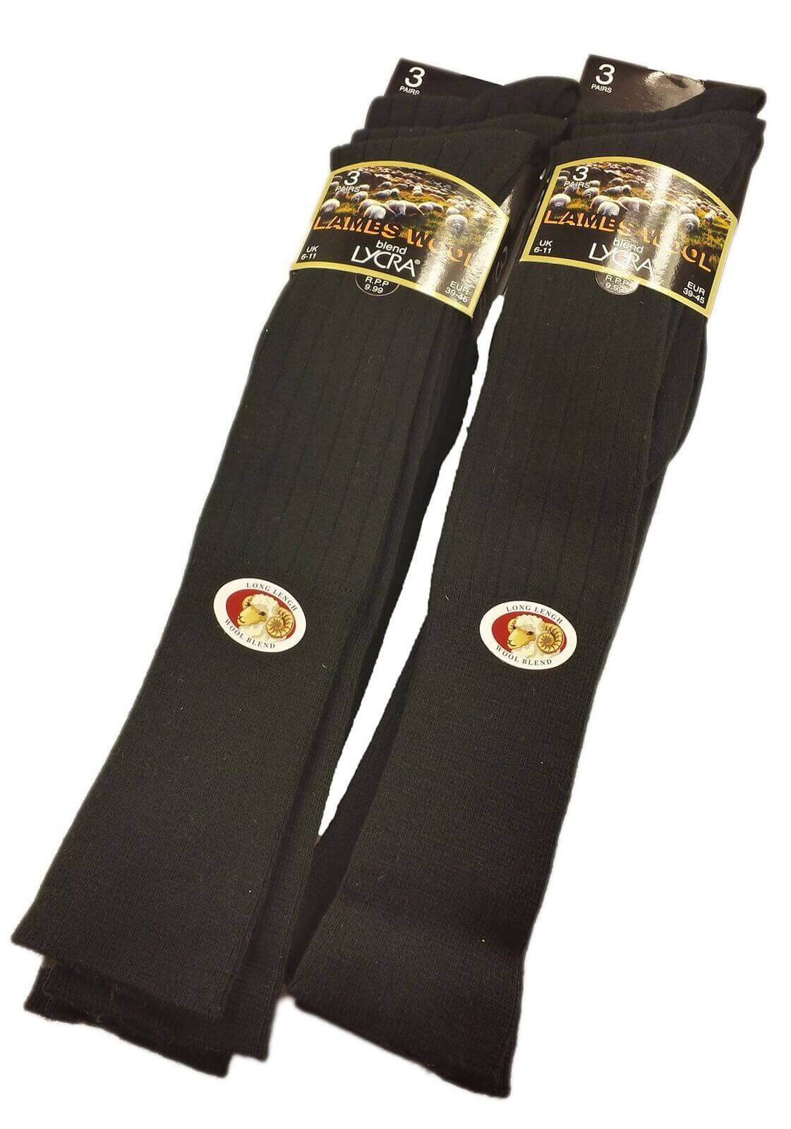 6 pairs mens knee high wool hiking riding socks cushioned...