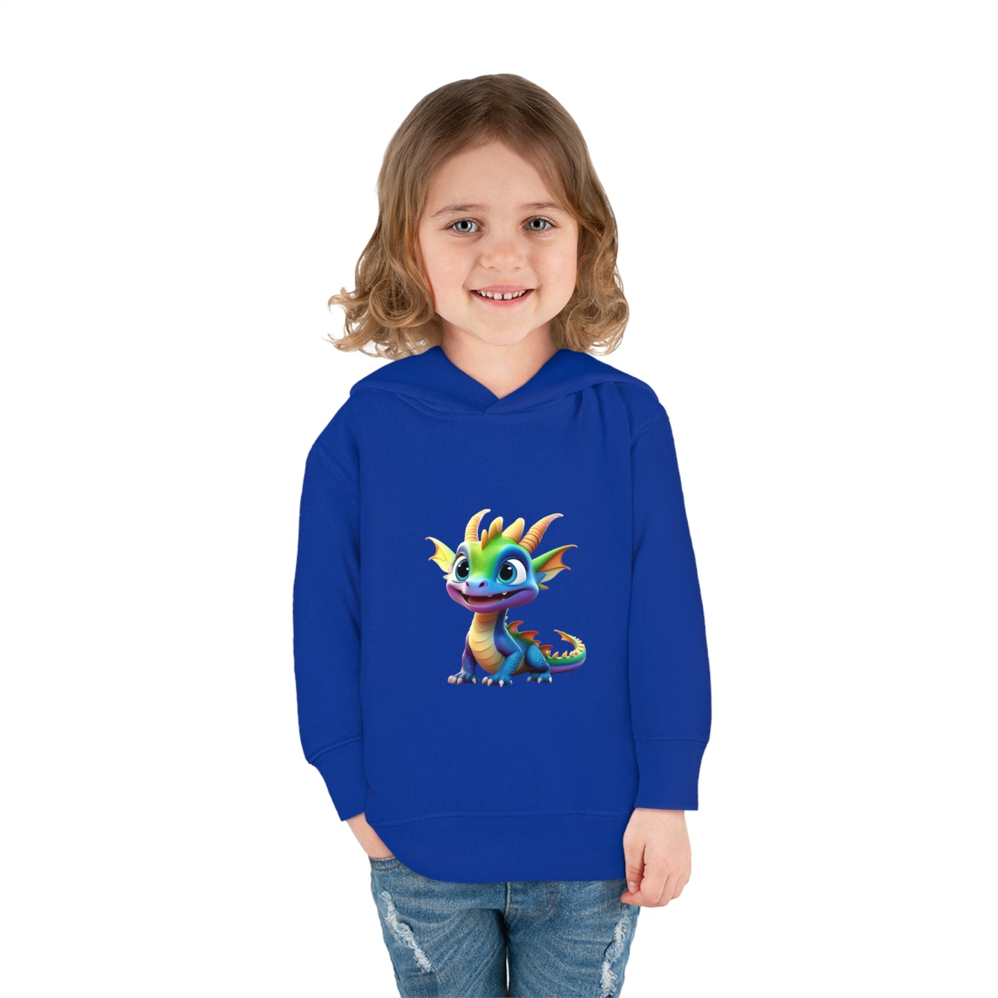 Kids Unisex Cute Dino Hoodie, featuring a vibrant graphic of a playful dragon, perfect for ages 2-5 years, designed for both comfort and style.
