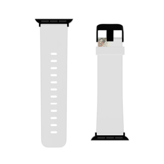 Minimalistic GraphiZen Apple Watch Strap in pristine white with sleek black accents, perfect for a refined and sophisticated look.