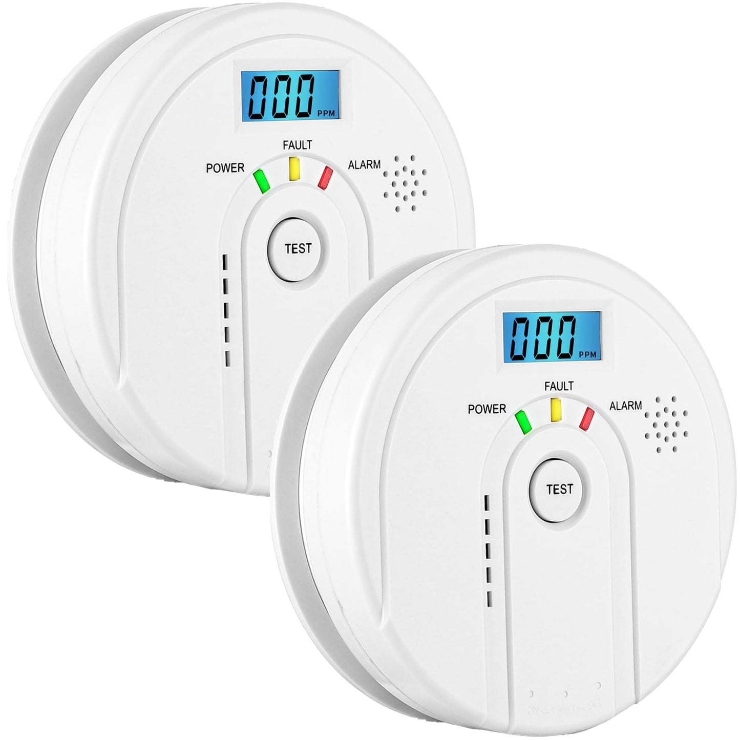Carbon Monoxide Detector 2 Pack, Battery Operated Carbon Monoxide Alarm with LCD Digital Display, EN 50291 CO Alarms Monitor for Home Safety (AA