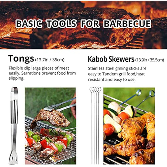 BBQ Utensil Set Stainless Steel Professional Barbecue Accessories Grill Tool with Bag Easy to Carry (9)