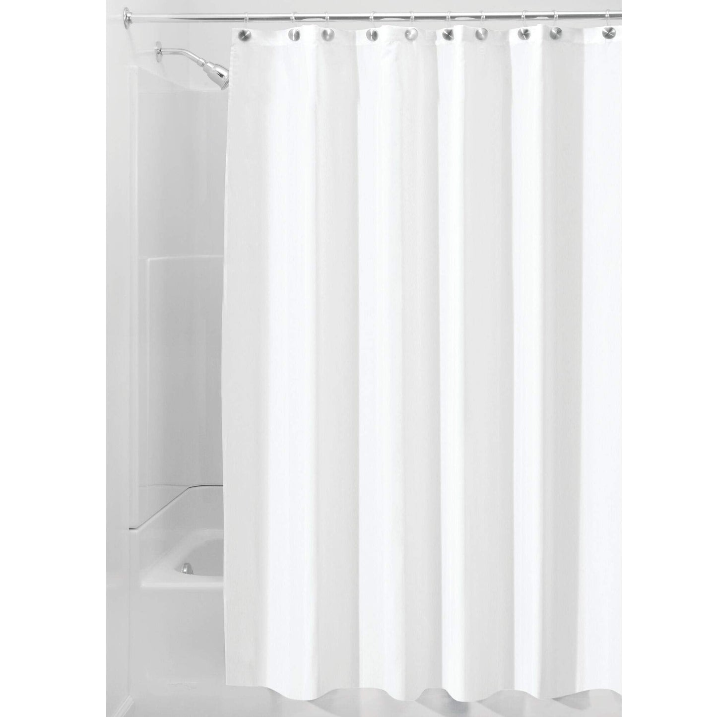 InterDesign Water Proof Mold and Mildew-Resistant Fabric Shower Stall Curtain, 54 78-Inch, White, Polyester