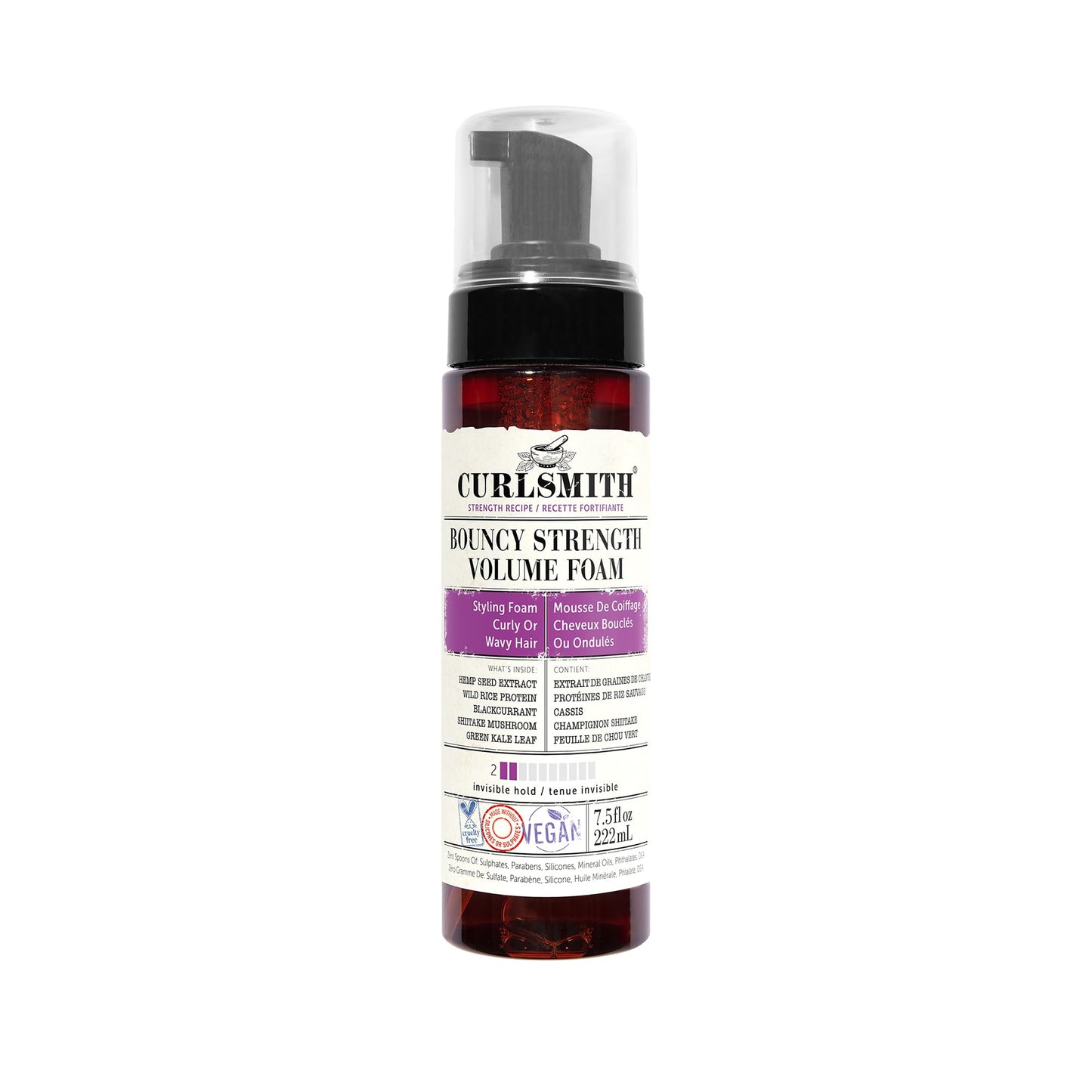 Curlsmith - Bouncy Strength Volume Foam, Styling Foam for Curly & Wavy Hair, Light Hold (222ml)