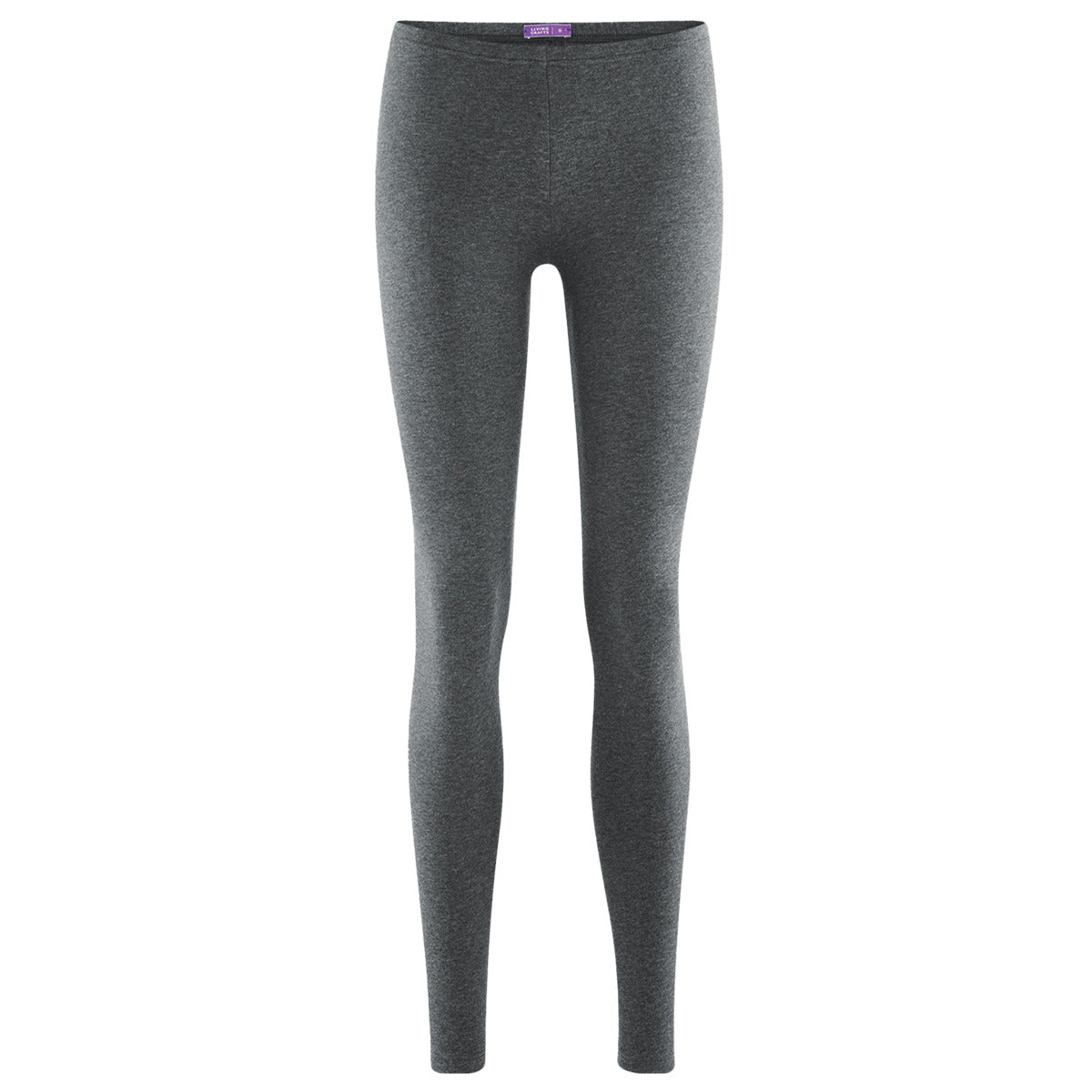 Stylish display of women's high-rise organic cotton leggings, exemplifying comfort and luxury with a gentle stretch, ideal for fashionable everyday wear.