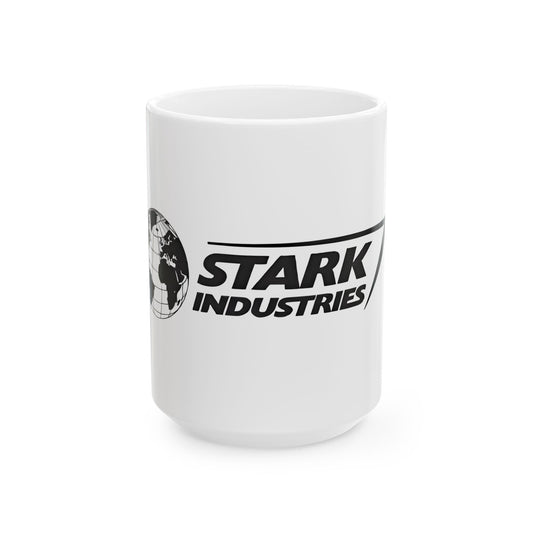 Close-up of the Stark Industries Iron Man Logo Image Ceramic Mug revealing the iconic logo that inspires brilliance and caffeine-fueled creativity—sip like a superhero!
