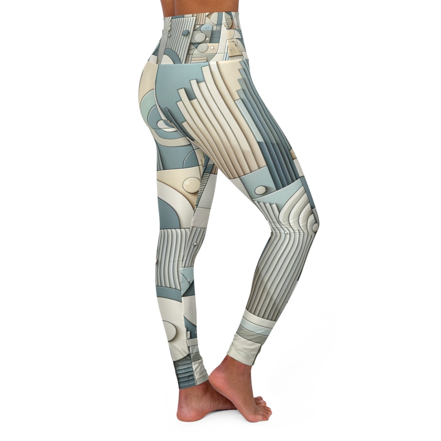 Luxury AthleVerve leggings by Dazzling Dreams Studio, featuring contemporary abstract designs in soft pastel tones, perfect for stylish workouts and casual outings.
