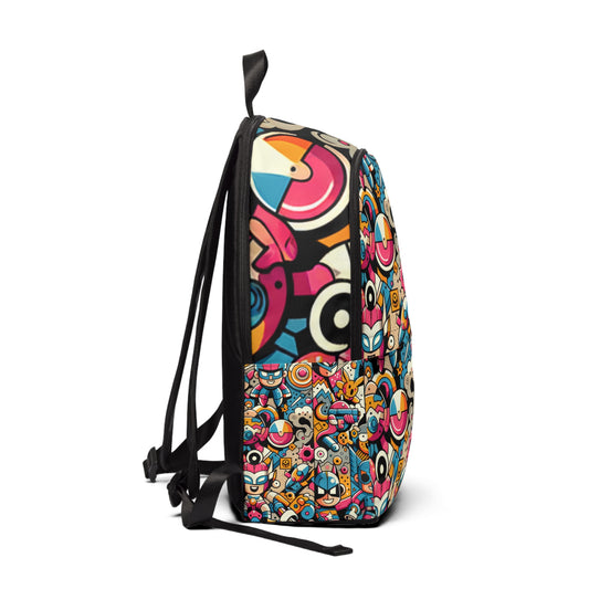 Close-up of the exquisite craftsmanship of the Pop Art Backpack by Dazzling Dreams Studio, showcasing its high-quality materials and stunning pop art design.