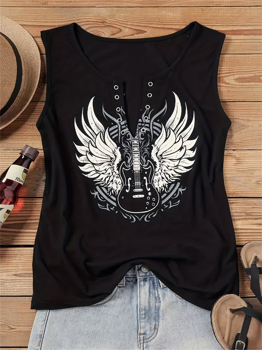 Stylish cotton women's T-shirt featuring a striking wing print, perfect for casual outings.