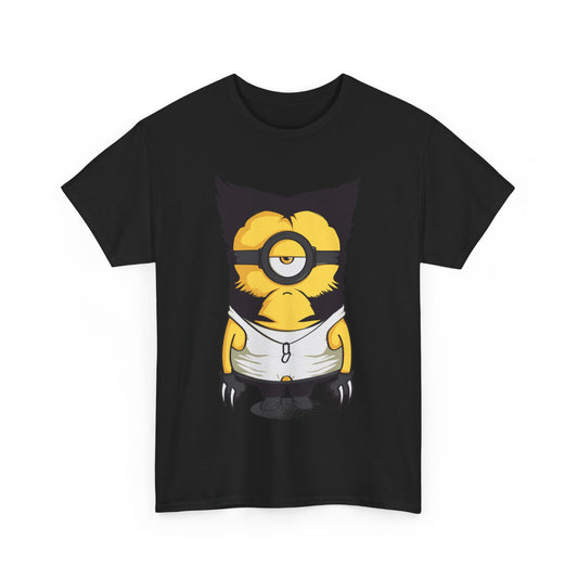 Front view of the Minion Wolverine Unisex T Shirt showcasing a cute Minion character styled like Wolverine, making it a great addition to any funny T shirt collection for Minion lovers.