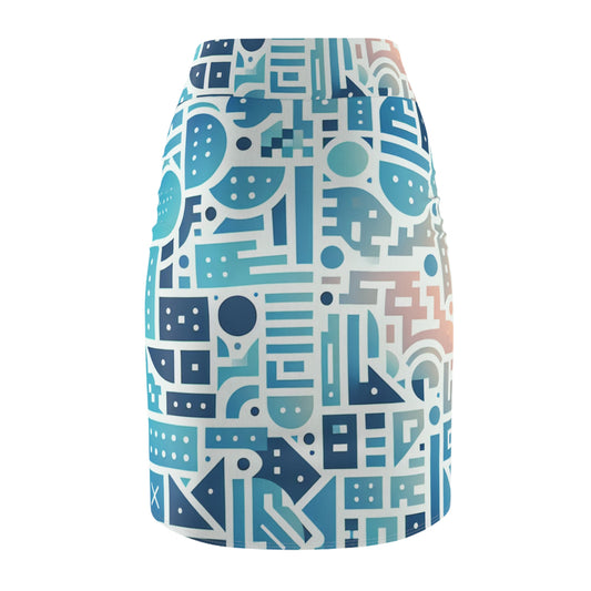Elara Sinclair Pastel Blue Pencil Skirt - Elegant Modern Design showcasing flattering fit and unique shapes against a soft backdrop.
