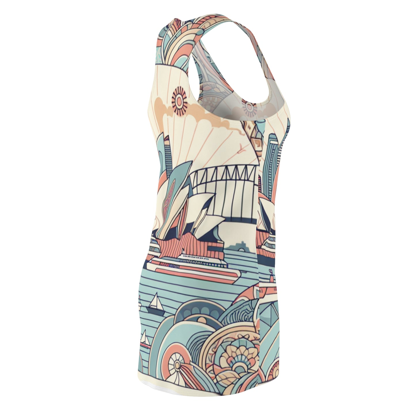 Alessia Couture Pastel Racerback Dress by Dazzling Dreams Studio, showcasing elegance and inspired by Sydney's iconic landmarks, ideal for stylish occasions.