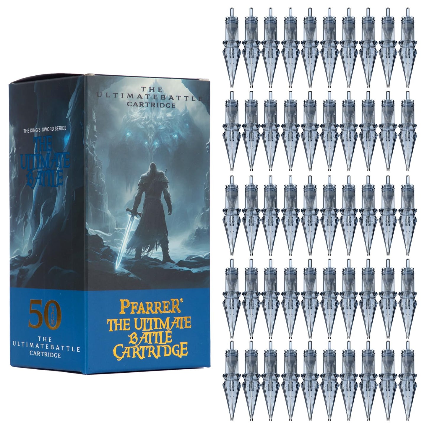 PFARRER Tattoo Needles Cartridges 50Pcs Mixed #12 Standard Disposable Sterilized Safe Cartridges with Membrane Assorted Size Round Liner/Round