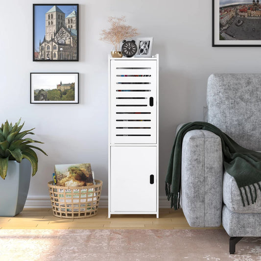 FACOKOLA Bathroom Cabinet, 3 Tier Floor Cabinet with Door, Free Standing Storage Cabinet Unit for Living Room, Bedroom, Kitchen, Balcony, Office,