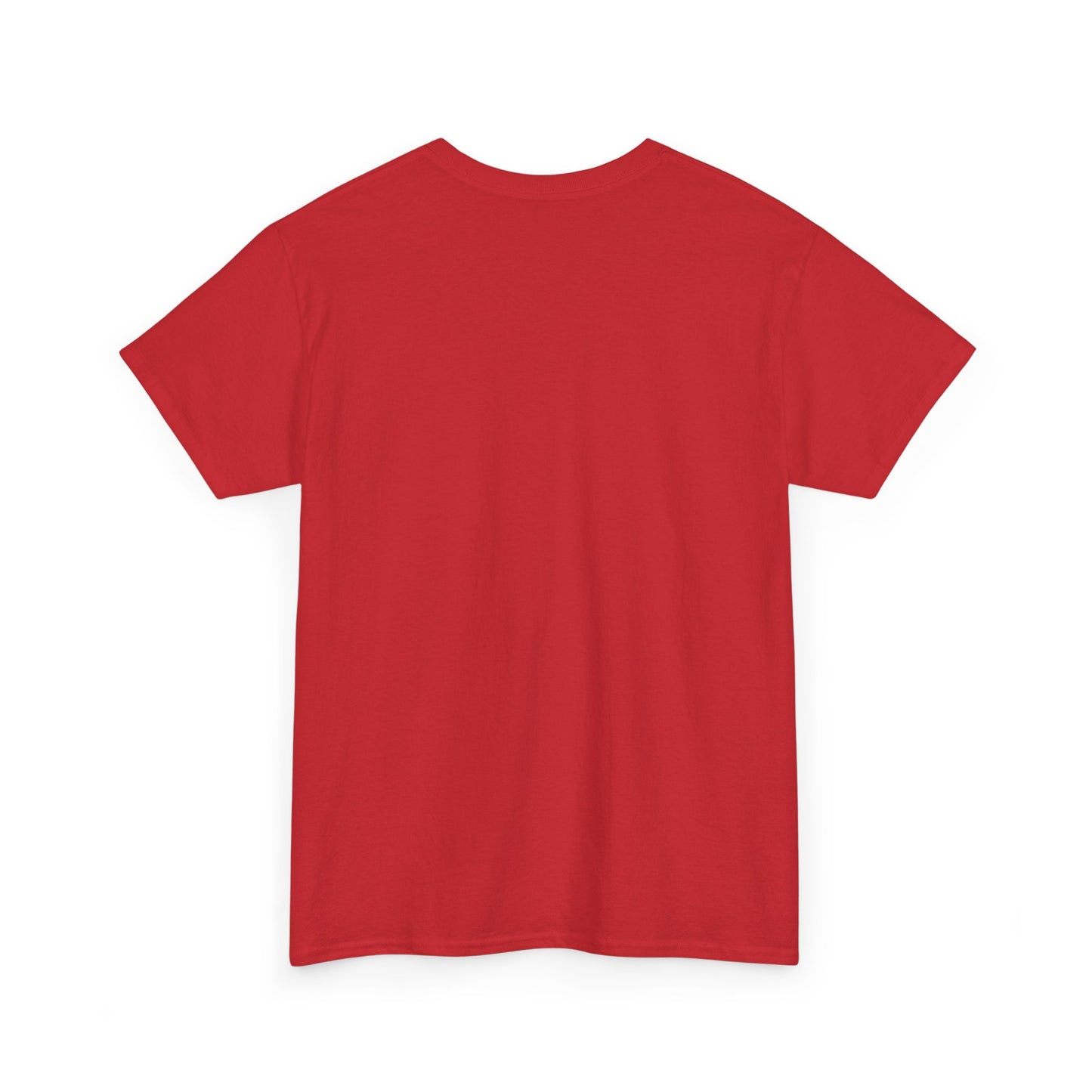 Back view of The Family Graphic T-Shirt Urban Unisex Cotton Tee in a rich red colour, highlighting the soft cotton material.