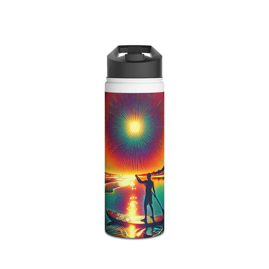 Luxury Fantasy Paddleboarding Stainless Steel Water Bottle showcasing a stunning paddleboarding scene, ideal for staying refreshed outdoors.