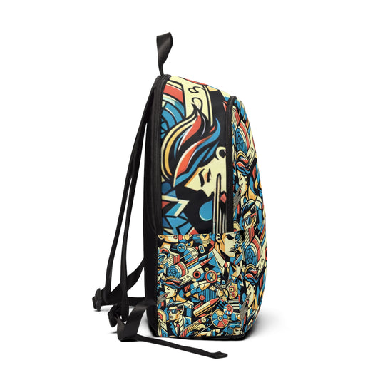 Close-up of the dynamic patterns on the Vibrant Pop Art Backpack by Dazzling Dreams Studio, showcasing artistic flair and unique design.