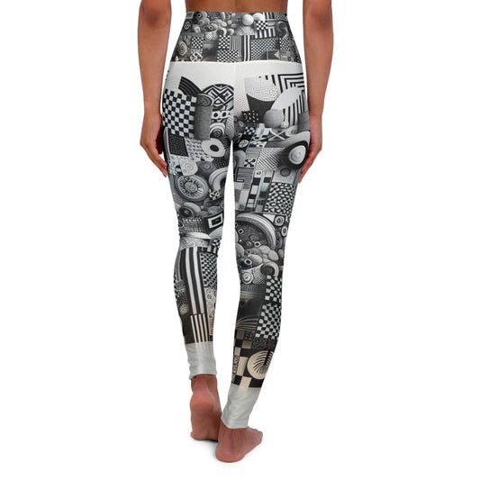 Close-up of Valentina Belleveau High-Waisted Leggings showcasing the elegant checkerboard and organic patterns, designed by Dazzling Dreams Studio.