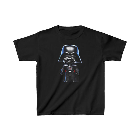 Kids Cute Darth Vader T-shirt Heavy Cotton Tee in classic black colour, featuring a charming chibi Darth Vader design, perfect for young Star Wars fans.