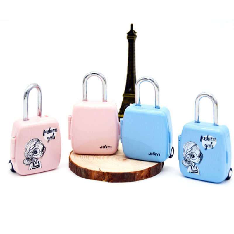Creative Luggage Cartoon Luggage Combination Lock Padlock featuring vibrant designs in pink and blue, ideal for stylish travellers looking for security and functionality.