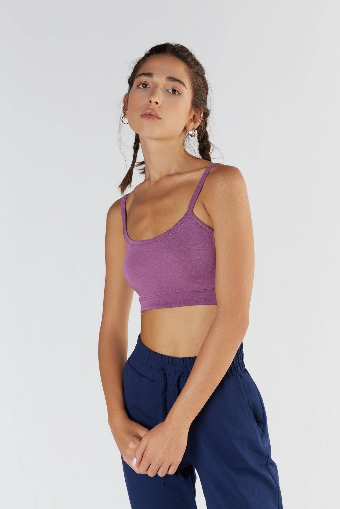 Women’s luxury Tencel bra top from Earth Wardrobe, perfect for workouts and casual layering, combining style and comfort effortlessly.
