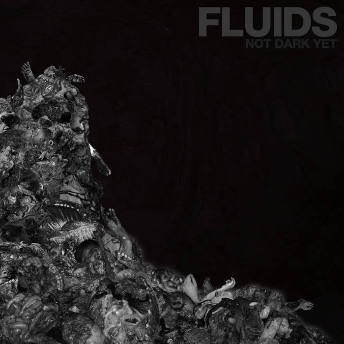 Fluids - Not Dark Yet CD cover artwork by Rancid Offal Records, featuring a striking design perfect for death metal enthusiasts.