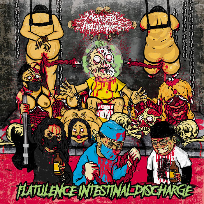 Anorrectal Protuberance Flatulence Intestinal Discharge CD cover by Rancid Offal Records, featuring striking goregrind artwork that encapsulates the essence of the album.