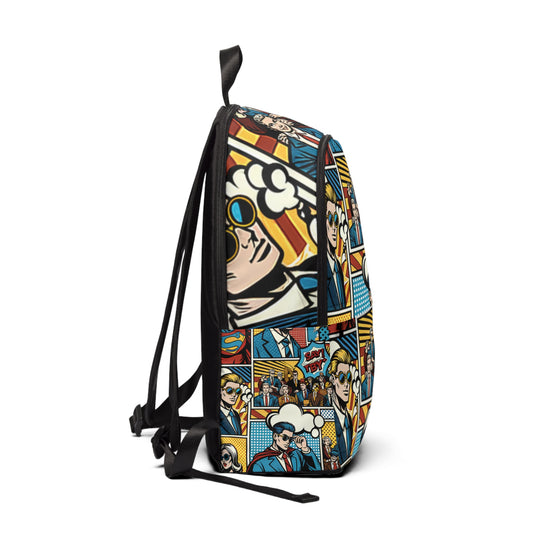 Elegant Modern Pop Art Backpack featuring whimsical cartoon characters, crafted by Dazzling Dreams Studio; perfect blend of sophistication and playful design.