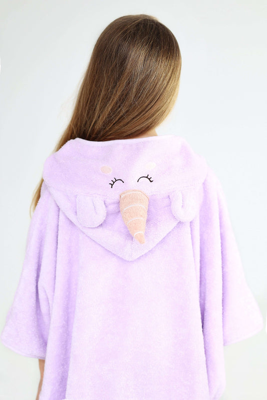 Stylish frog design hooded towel poncho for children by DreamBuy, available in various sizes, perfect for bath, beach, and pool use.