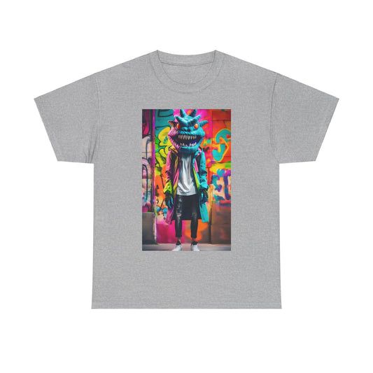 Street Monster Graphic T-Shirt in grey, featuring a striking graphic that enhances its luxurious urban streetwear appeal.