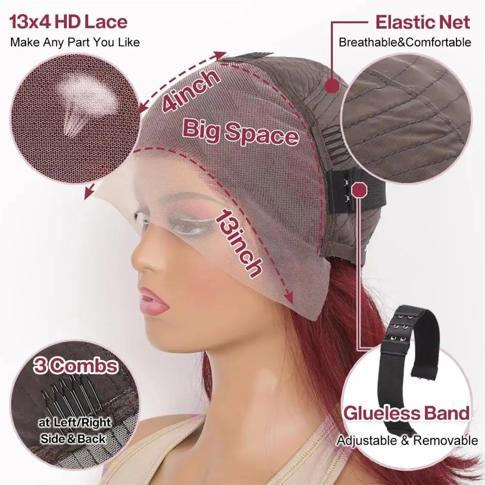 Sophisticated profile image of the Burgundy 99J Deep Wave Short Bob Wig, illustrating its beautiful water curly waves and vibrant colour.