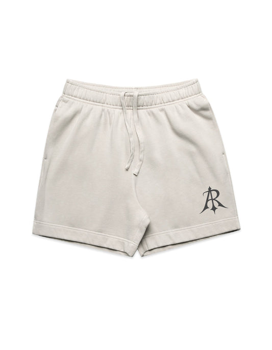 Close-up of the soft fabric of Crest Relaxed Faded Sweat Shorts by Anchor and Rose Apparel, highlighting the exquisite craftsmanship, with an elastic waistband and elegant detailing for a sophisticated loungewear experience.