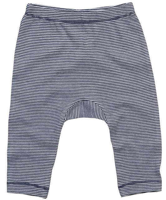 Close-up of the gently elasticated waist of Luxury Organic Cotton Baby Stripy Jersey Leggings, designed for comfort and style for infants.