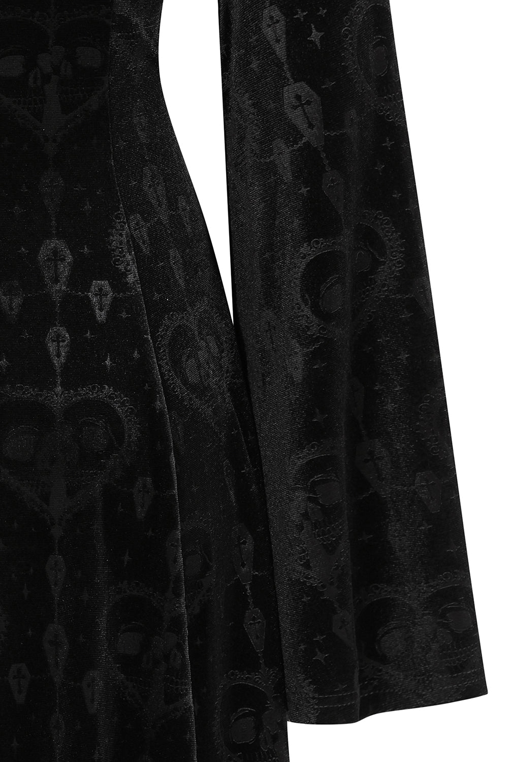 Luxurious Banned Lucinda Gothic Lace Dress displayed on a model showcasing the gown's romantic silhouette and premium quality fabric.