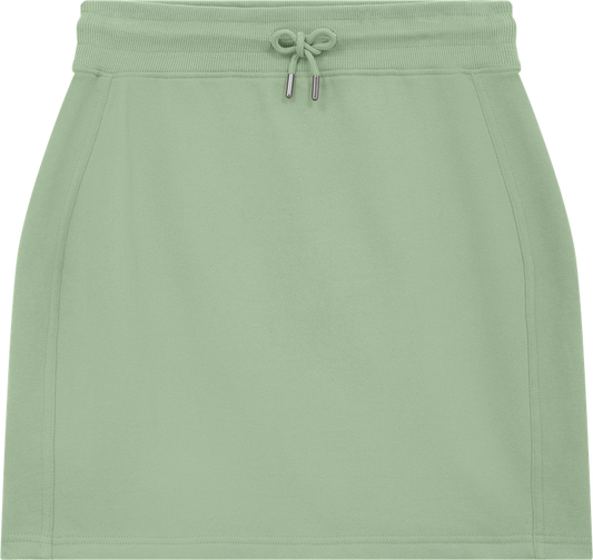 Chic and comfortable organic sweat skirt in a flattering silhouette, ideal for lounging or sophisticated casual outings.