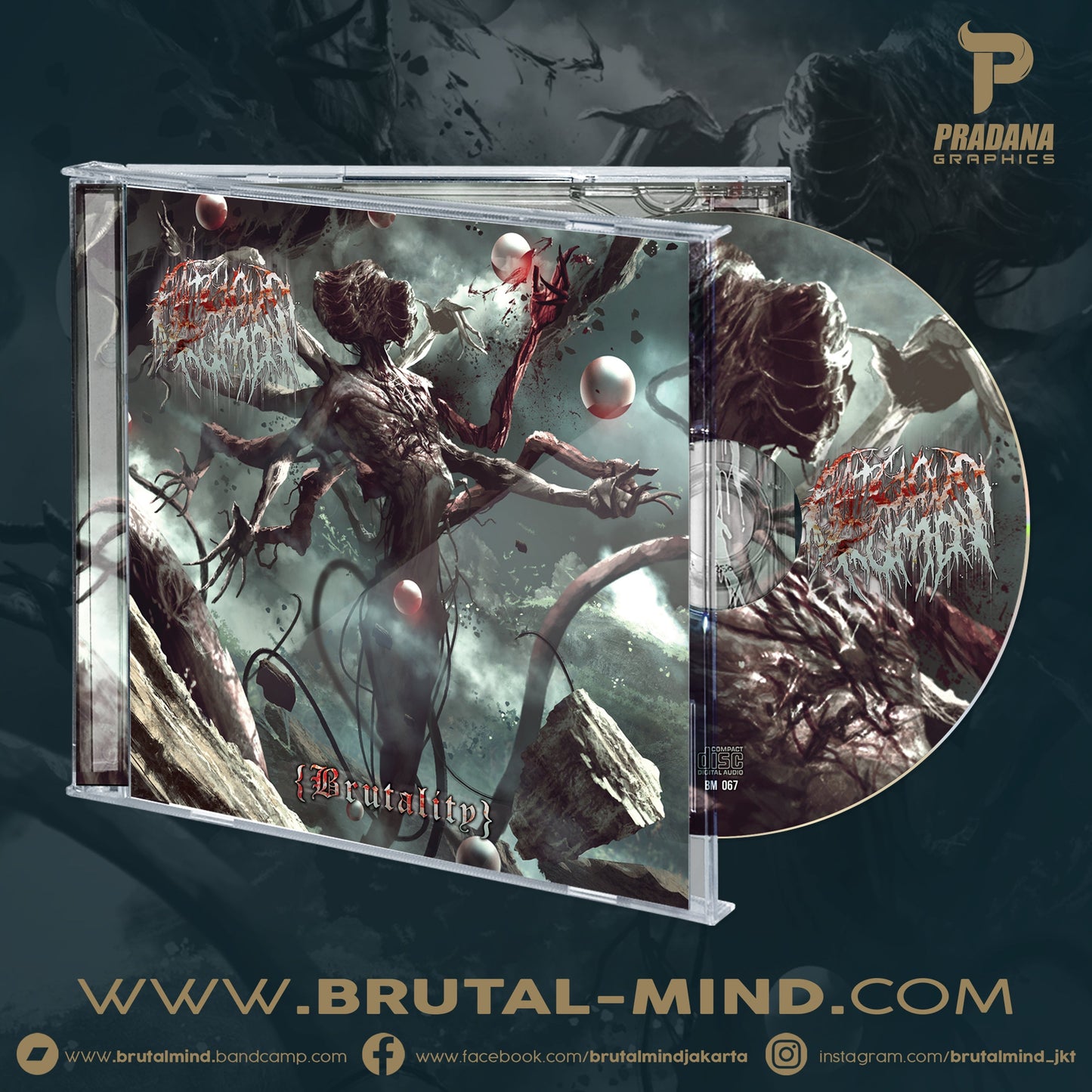 Fatuous Rump Brutality CD cover art from Rancid Offal Records, featuring a striking design that embodies the essence of death metal, perfect for collectors and enthusiasts.