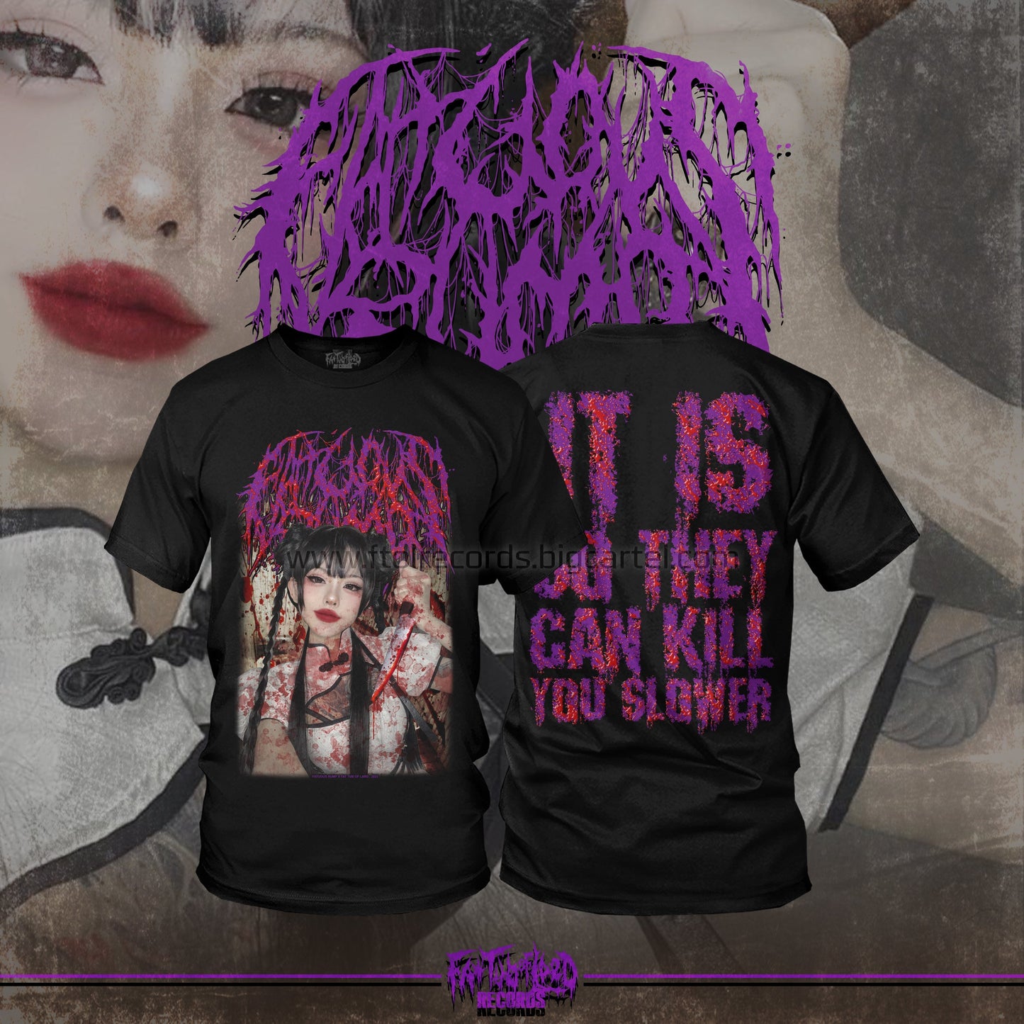 Luxury Fatuous Rump 'It Is So They Can Kill You Slower' T-Shirt by Rancid Offal Records, showcasing unique design for the discerning collector.