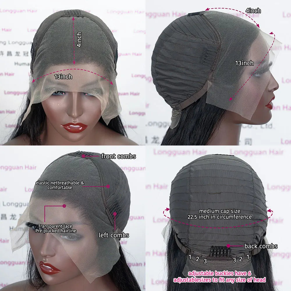 Elegant body wave lace front wig displayed on a mannequin, highlighting the natural beauty and flowing texture of 100% unprocessed Brazilian hair.