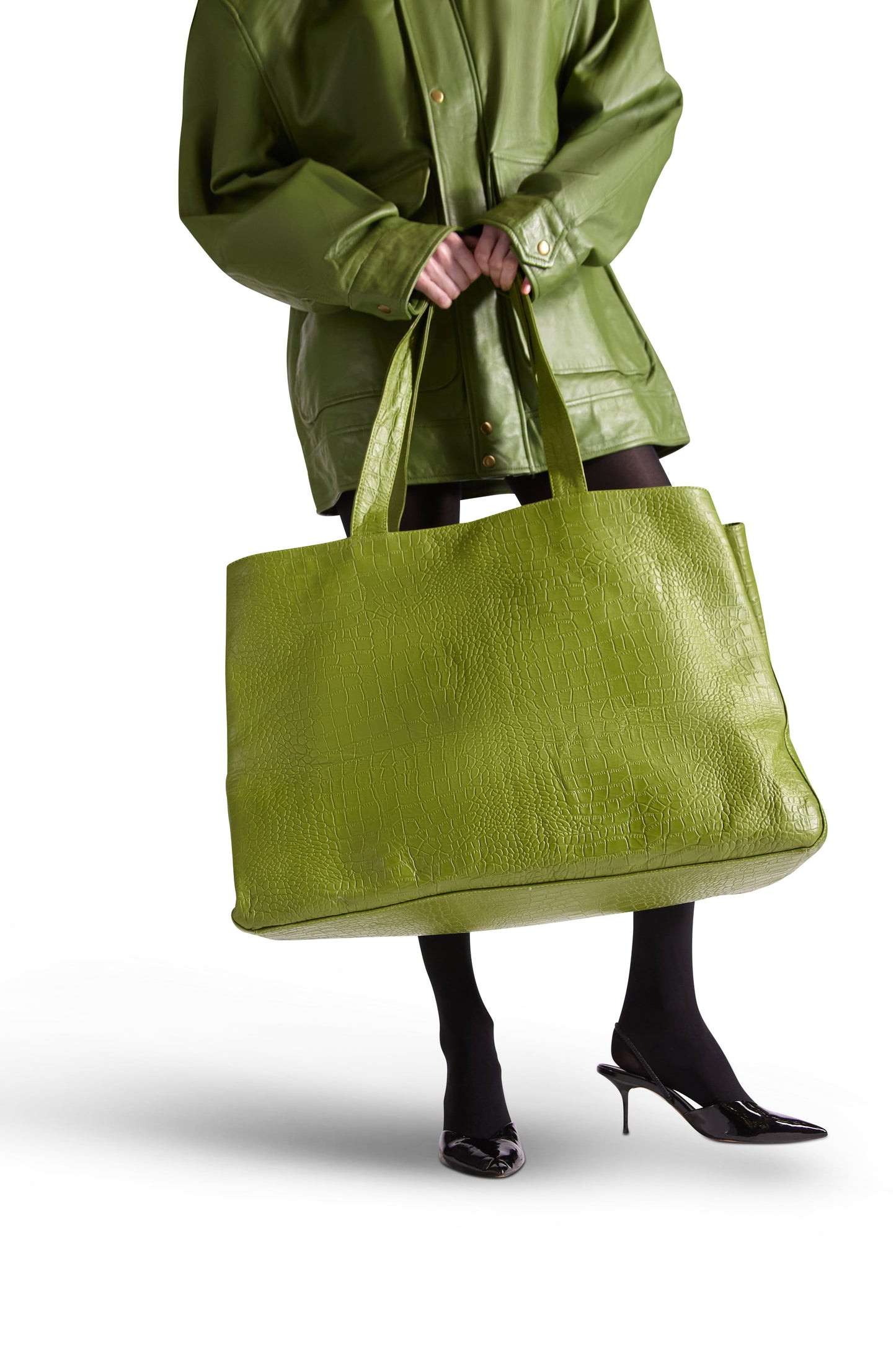 Elegant and spacious oversized Italian leather tote bag with inside zip compartments and pouch, perfect for luxury fashion lovers, from Helen Anthony.