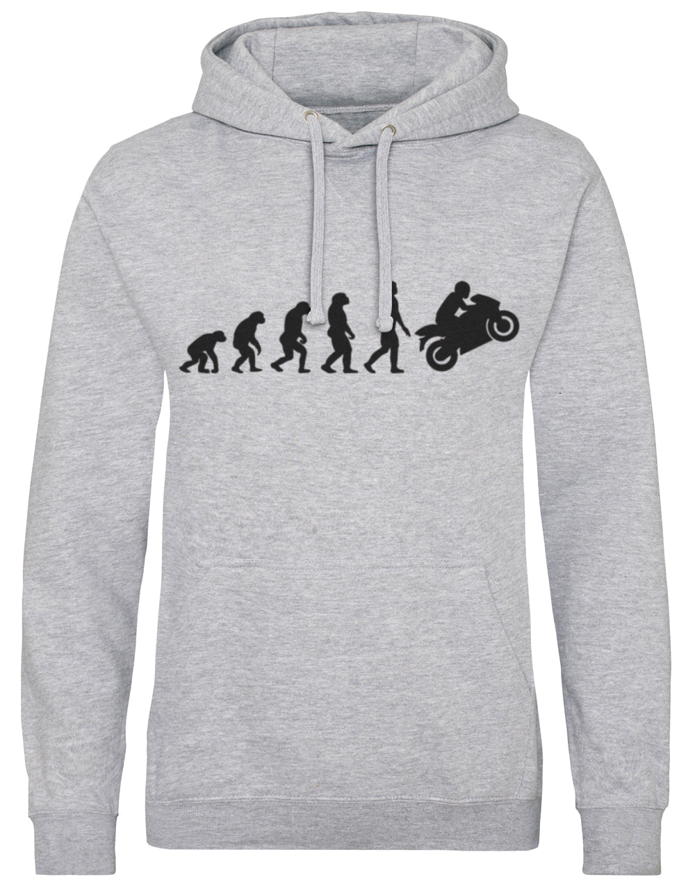 Premium Motorcycle Evolution Hoodie - 80% Cotton, Double Fabric Hood, Kangaroo Pocket, WRAP Certified