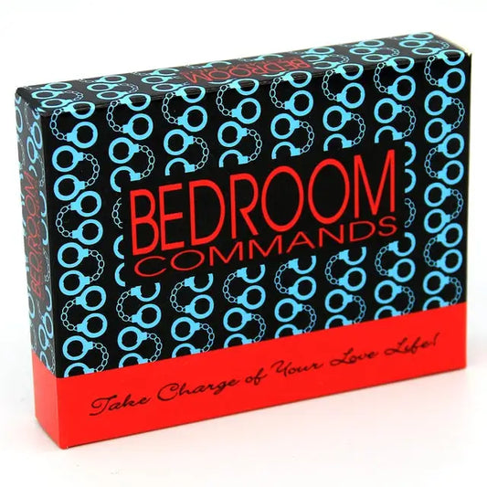 Drunk Desires Couples Drinking Game with engaging packaging design showcasing 'Bedroom Commands', perfect for enhancing your romantic evenings and igniting passion, by Dazzling Dreams Studio.