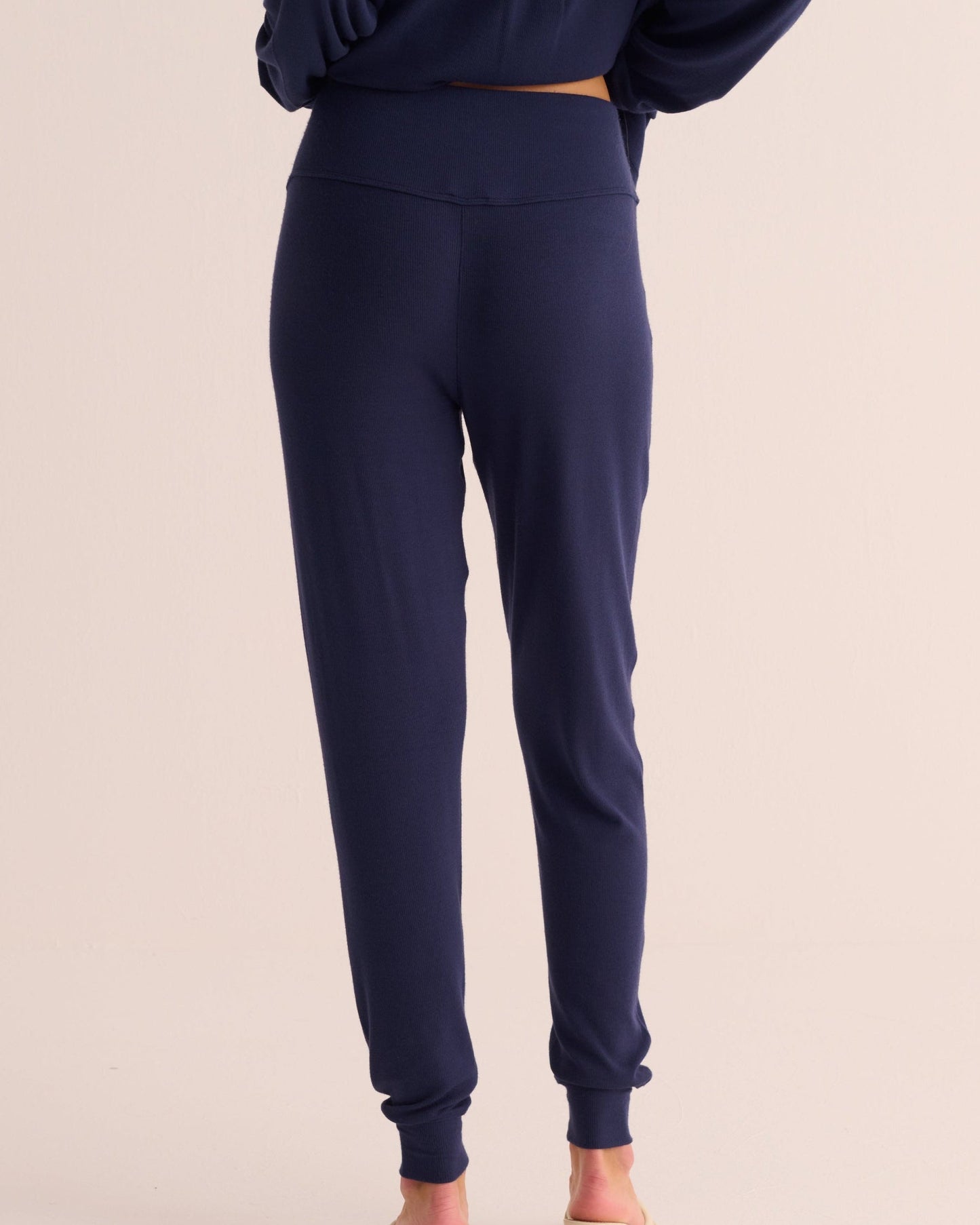 Navy Ribbed Modal Hero Shirt and Cuffed Leggings Set