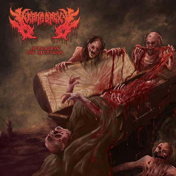 Nephropexy - Spreading the Sickness CD cover, an official release from Rancid Offal Records showcasing a dark and intense design typical of the death metal genre.