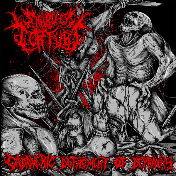 Deluxe edition CD cover of Shuriken Torture's album 'Cadaveric Defilement of Depravity' presented by Rancid Offal Records, showcasing intricate artwork and premium quality packaging, perfect for death metal enthusiasts.