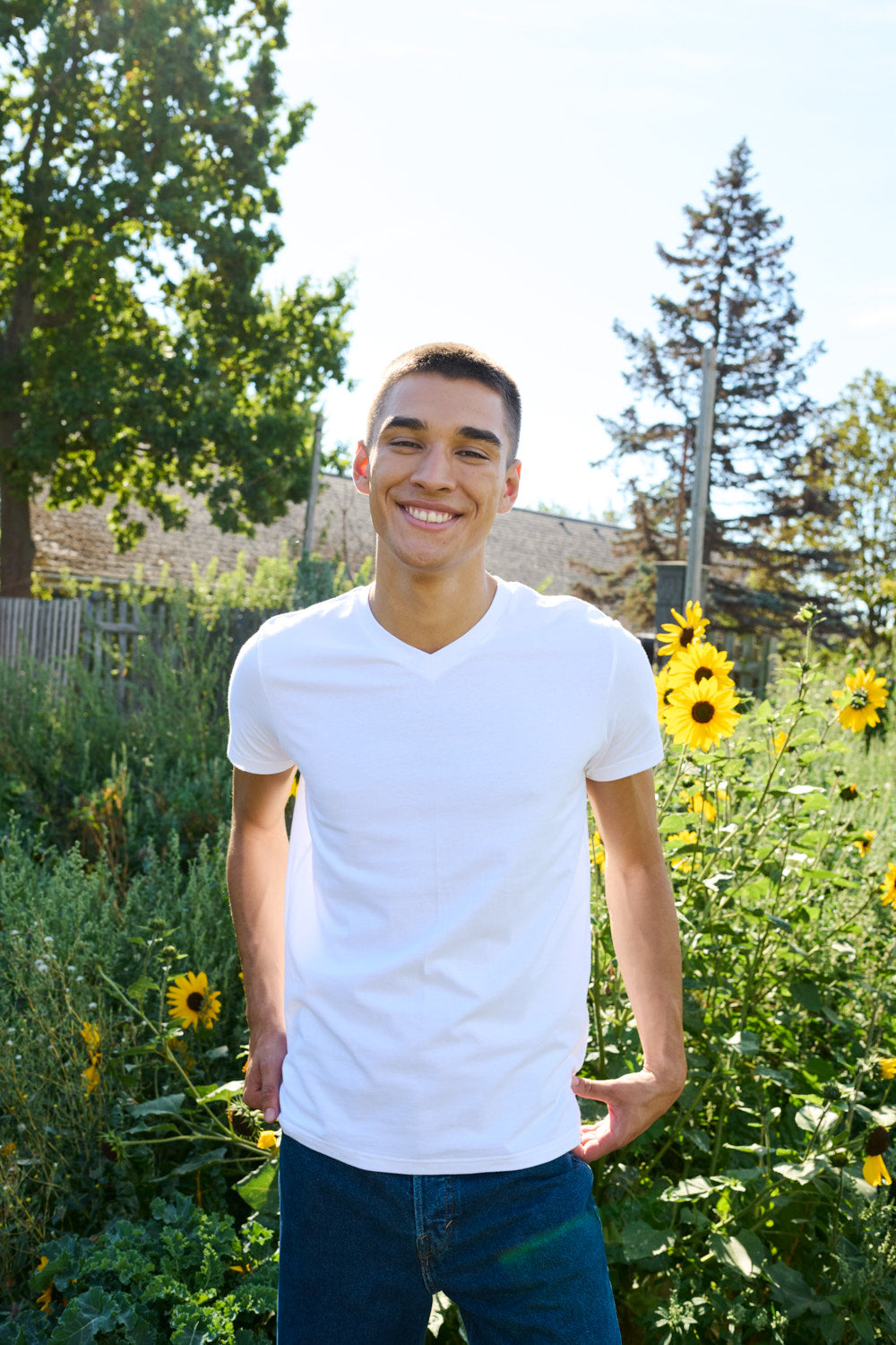 Luxury Fairtrade Organic Cotton Men's V-Neck T-Shirt crafted from 100% certified organic cotton, showcasing a tailored fit and breathable 155 gsm fabric, perfect for ethical style and comfort.