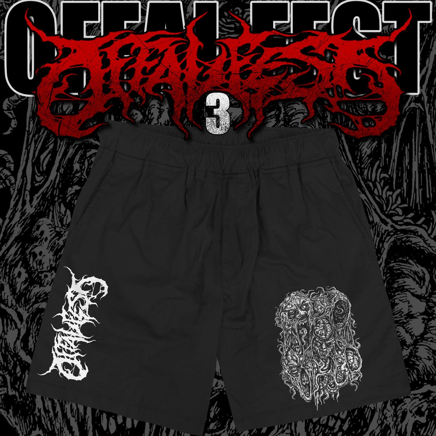 Luxury screen printed AWDis Cool Shorts from Rancid Offal Records featuring a vibrant design perfect for Offal Fest 2025.